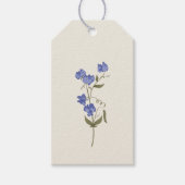 Sweet Pea Floral Cream en Blue Thank You Wedding Cadeaulabel (Voorkant)