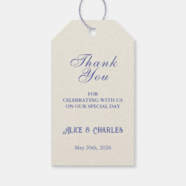 Sweet Pea Floral Cream en Blue Thank You Wedding Cadeaulabel