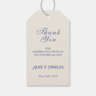 Sweet Pea Floral Cream en Blue Thank You Wedding Cadeaulabel