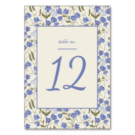 Sweet Pea Floral Cream en Blue Wedding Kaart