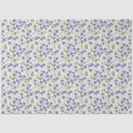 Sweet Pea Floral herhaalde patroon Blauw en Crème Tissuepapier