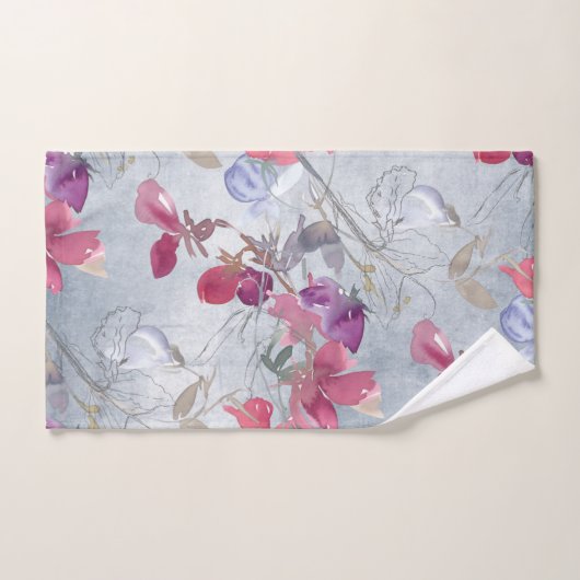 Sweet Pea Floral Pattern op Blue Handdoek (Handdoek)