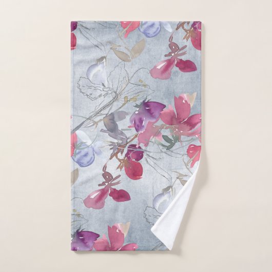 Sweet Pea Floral Pattern op Blue Handdoek (Handdoek)