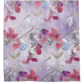 Sweet Pea Floral Pattern op Paarse Douchegordijn (Voorkant)