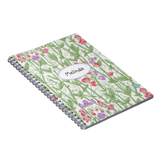 Sweet Pea Floral Pattern William Morris Monogram Notitieboek (Rechterzijde)