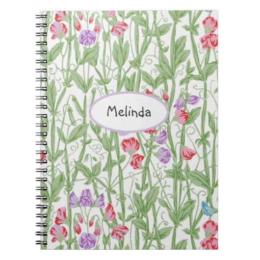 Sweet Pea Floral Pattern William Morris Monogram Notitieboek (Voorkant)