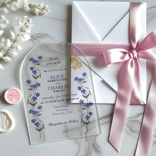  Sweet Pea Floral Wedding Acryl Uitnodigingen