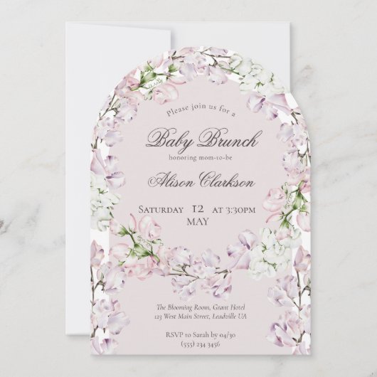 Sweet Pea flower Baby brunch elegant lavender Kaart (Voorkant)