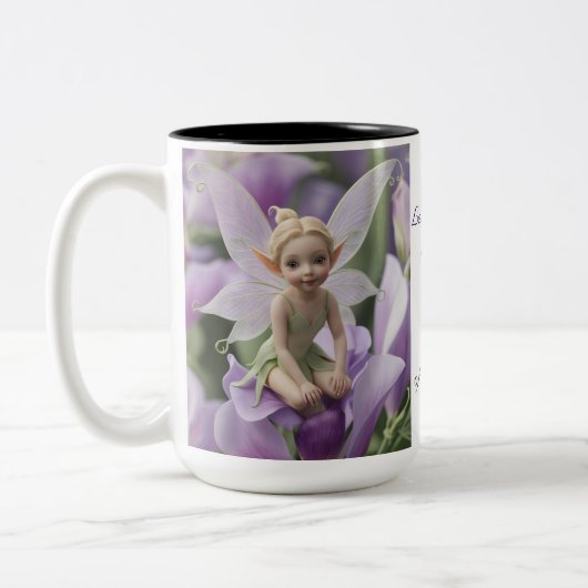 Sweet Pea Flower Fairy Tweekleurige Koffiemok (Links)
