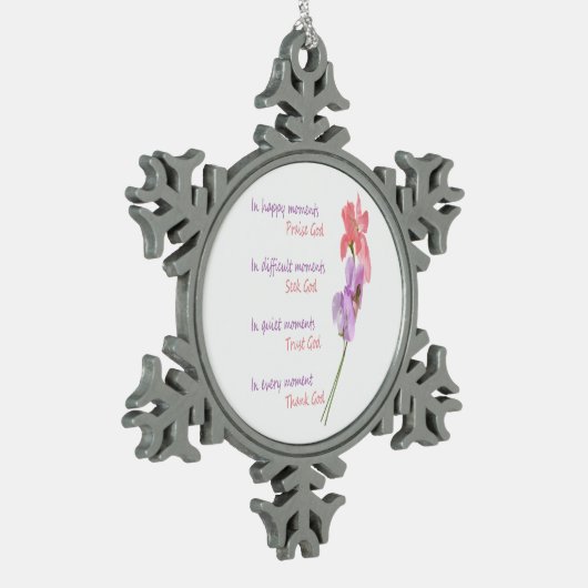 Sweet Pea Flower Inspirerend Seek God Tin Sneeuwvlok Ornament (Links)