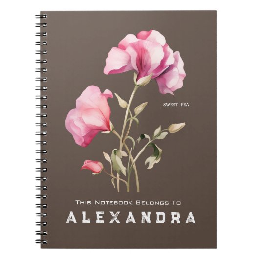 Sweet Pea Flower - Notitieboek personaliseren het (Voorkant)