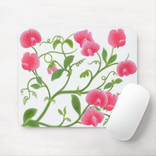 Sweet Pea Flower Vine Mousepad Muismat (Met muis)