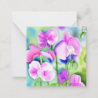 Sweet Pea flower waterverf print notitiekaart Notitiekaartje