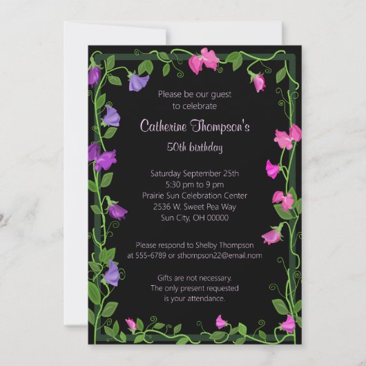 Sweet Pea Flowers Kaart (Voorkant)