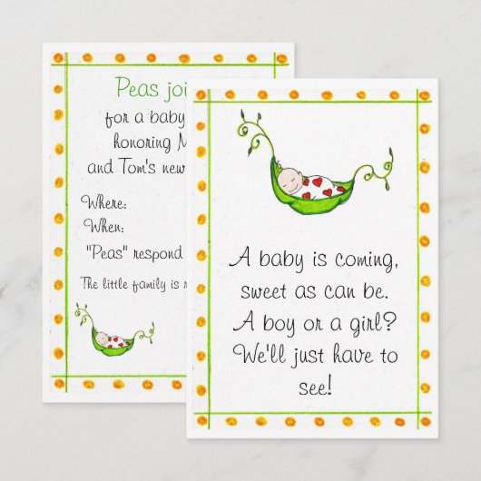 Sweet Pea genderneutrale uitnodiging (Voorkant / Achterkant)