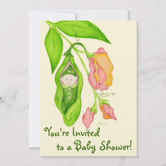 Sweet Pea Girl Baby shower Invitation Kaart (Voorkant)