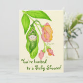 Sweet Pea Girl Baby shower Invitation Kaart (Staand voorkant)