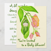Sweet Pea Girl Baby shower Invitation Kaart (Voorkant / Achterkant)