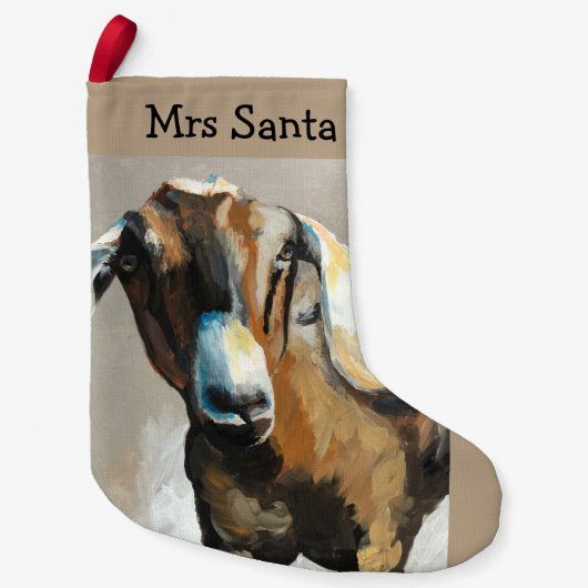 Sweet Pea Goat Farmhouse kerststal Stocking Kleine Kerstsok (Voorkant)