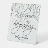 Sweet Pea Greenery Wines Welkom in ons begin Reclamebord Met Voetstuk (Voorkant)