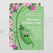 Sweet Pea is een 1e verjaardag Schattigee uitnodig Kaart (Voorkant / Achterkant)