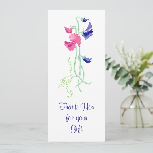 Sweet Pea-kaart "Dank u wel" Kaart (Staand voorkant)