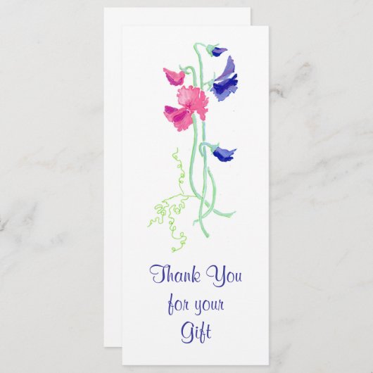 Sweet Pea-kaart "Dank u wel" Kaart (Voorkant / Achterkant)