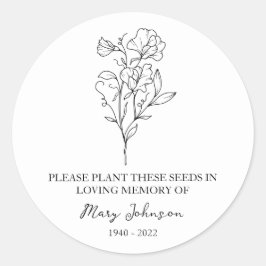 Sweet Pea Memorial Funeral Seed Packet Ronde Sticker