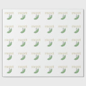 Sweet Pea Personality Gold Text Green Pea Pod Cadeaupapier (Vlak)