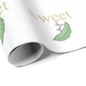Sweet Pea Personality Gold Text Green Pea Pod Cadeaupapier (Rol Hoek)