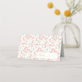 Sweet Pea Pink en Cream Flowers Place Card Plaatskaartje