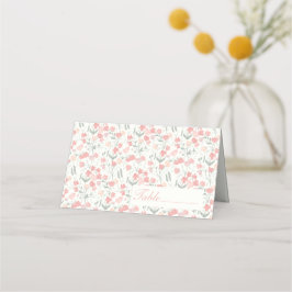 Sweet Pea Pink en Cream Flowers Place Card Plaatskaartje