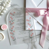 Sweet Pea Pink en Green Floral Wedding Acryl Uitnodigingen