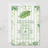 Sweet Pea Pod Groen Gestreept Baby shower Kaart (Voorkant)
