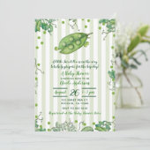 Sweet Pea Pod Groen Gestreept Baby shower Kaart (Staand voorkant)