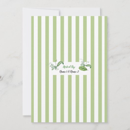 Sweet Pea Pod Groen Gestreept Baby shower Kaart (Achterkant)