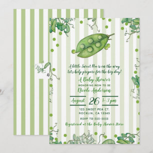 Sweet Pea Pod Groen Gestreept Baby shower Kaart