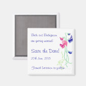 Sweet Pea Roze en Blauw 'Save the Date' Magnet (Voorkant / Achterkant)
