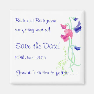 Sweet Pea Roze en Blauw 'Save the Date' Magnet
