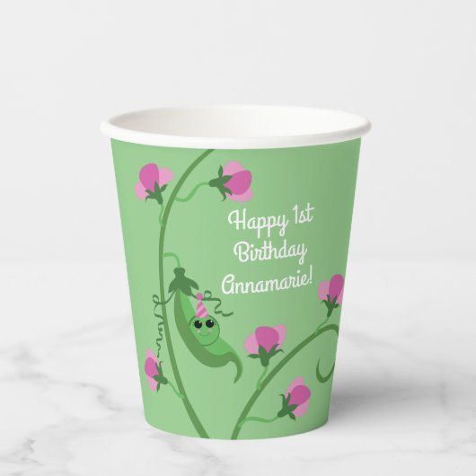 Sweet Pea Schattige 1e verjaardagsfeestje Kinder Papieren Bekers (Voorkant)