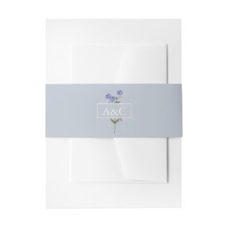 Sweet Pea Soft Blue Floral Wedding Uitnodigingen Wikkel