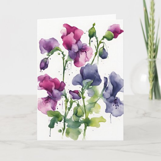 Sweet Pea - Watercolor flowers Kaart (Voorkant)