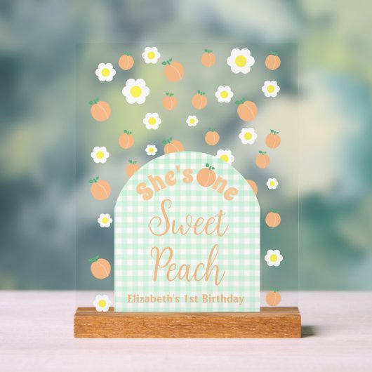 Sweet Peach 1e verjaardag Acryl Bord (Neutraal)