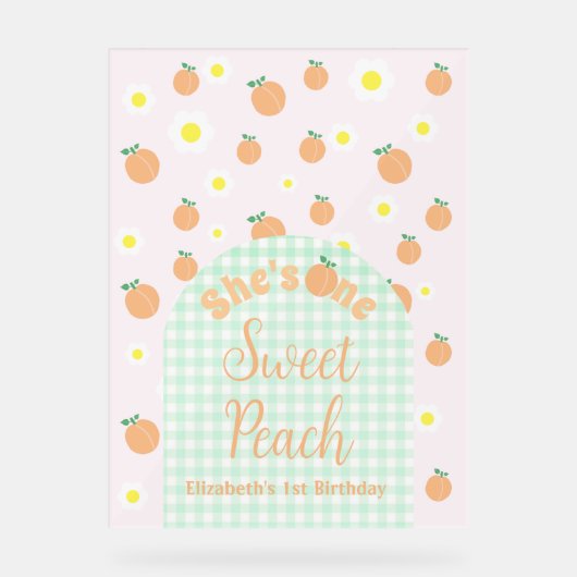 Sweet Peach 1e verjaardag Acryl Bord (Voorkant)