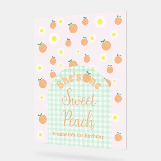 Sweet Peach 1e verjaardag Acryl Bord (Hoek)