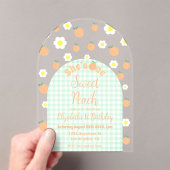 Sweet Peach 1e verjaardag Acryl Uitnodigingen (Insitu (Draagbaar))