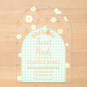 Sweet Peach 1e verjaardag Acryl Uitnodigingen (Voorkant)