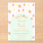 Sweet Peach 1e verjaardag Acryl Uitnodigingen (Voorkant)
