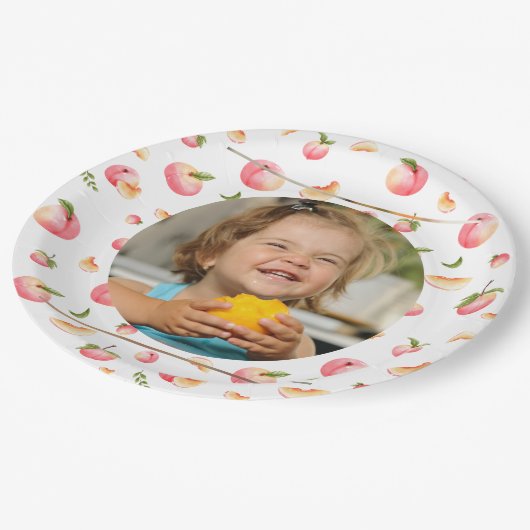 Sweet Peach 1e verjaardag foto Papieren Bordje (Gekanteld)