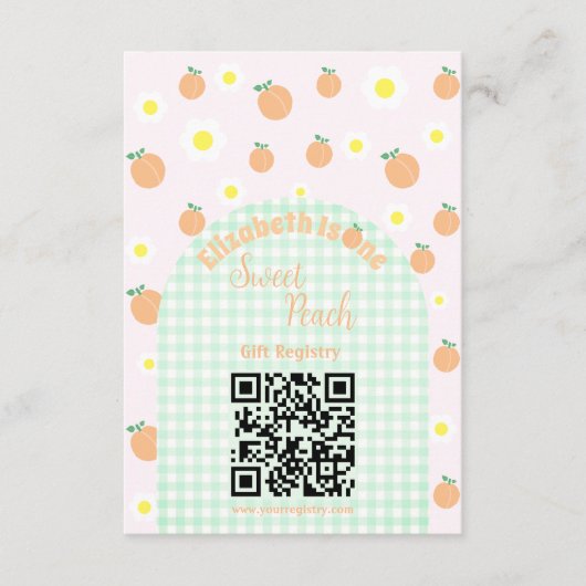 Sweet Peach 1e verjaardag Informatiekaartje (Voorkant)